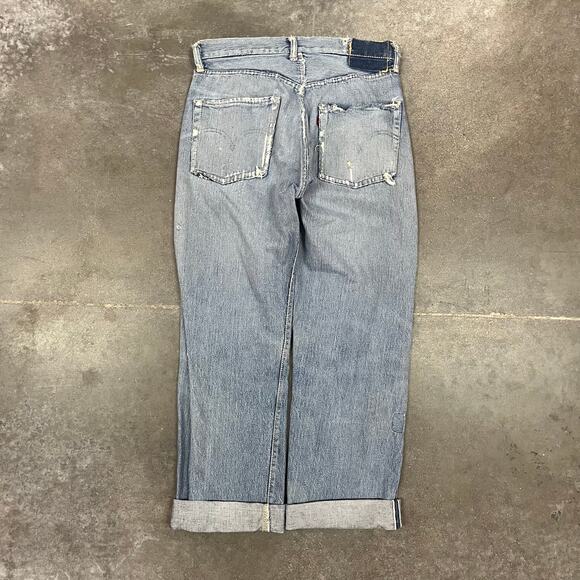 Vintage 50's Levi's 501 Hidden Rivets V Stitch Selvedge Jeans - 30 x 29 - Picture 2 of 8